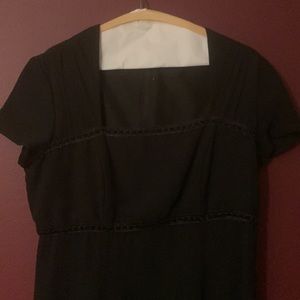 Stage Accents black full length gown. Size 10. Sheer overlay with full lining